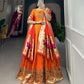 Lorenvalley Orange Jacquard Silk Paithani Woven Design Gown with Dupatta | Swadesiicart