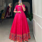 Lorenvalley Pink Jacquard Silk Paithani Woven Design Gown | Swadesiicart
