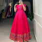 Lorenvalley Pink Jacquard Silk Paithani Woven Design Gown | Swadesiicart