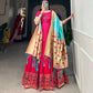 Lorenvalley Pink Jacquard Silk Paithani Woven Design Gown with Dupatta | Swadesiicart