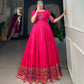 Lorenvalley Pink Jacquard Silk Paithani Woven Design Gown | Swadesiicart