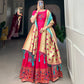 Lorenvalley Pink Jacquard Silk Paithani Woven Design Gown with Dupatta | Swadesiicart