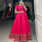 Lorenvalley Pink Jacquard Silk Paithani Woven Design Gown | Swadesiicart