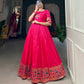 Lorenvalley Pink Jacquard Silk Paithani Woven Design Gown | Swadesiicart