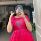 Lorenvalley Pink Jacquard Silk Paithani Woven Design Gown | Swadesiicart
