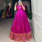 Lorenvalley Purple Jacquard Silk Paithani Woven Design Gown | Swadesiicart