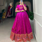Lorenvalley Purple Jacquard Silk Paithani Woven Design Gown | Swadesiicart