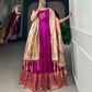 Lorenvalley Purple Jacquard Silk Paithani Woven Design Gown with Dupatta | Swadesiicart