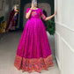 Lorenvalley Purple Jacquard Silk Paithani Woven Design Gown | Swadesiicart