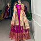 Lorenvalley Purple Jacquard Silk Paithani Woven Design Gown with Dupatta | Swadesiicart
