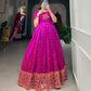 Lorenvalley Purple Jacquard Silk Paithani Woven Design Gown | Swadesiicart