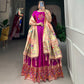 Lorenvalley Purple Jacquard Silk Paithani Woven Design Gown with Dupatta | Swadesiicart