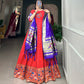 Lorenvalley Red Jacquard Silk Paithani Woven Design Gown with Dupatta | Swadesiicart