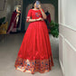 Lorenvalley Red Jacquard Silk Paithani Woven Design Gown | Swadesiicart