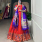 Lorenvalley Red Jacquard Silk Paithani Woven Design Gown with Dupatta | Swadesiicart