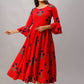 Kalini Women Red Floral Embroidered Flared Sleeves Anarkali Kurta | Swadesiicart