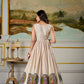 Lorenvalley Fashion Cream and Green Dola Silk Kalamkari Print With Zari Weaving Broder Gown with Koti | Swadesiicart