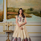 Lorenvalley Fashion Cream and Red Dola Silk Kalamkari Print With Zari Weaving Broder Gown with Koti | Swadesiicart