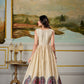 Lorenvalley Fashion Cream and Red Dola Silk Kalamkari Print With Zari Weaving Broder Gown with Koti | Swadesiicart