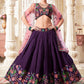 Monjolika Fashion Embroidered Silk Purple Trendy Lehenga Choli - Swadesiicart
