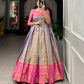 Lorenvalley Blue Kanjivaram Zari Weaving Work Gown | Swadesiicart