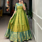 Lorenvalley Parotgreen Kanjivaram Zari Weaving Work Gown | Swadesiicart