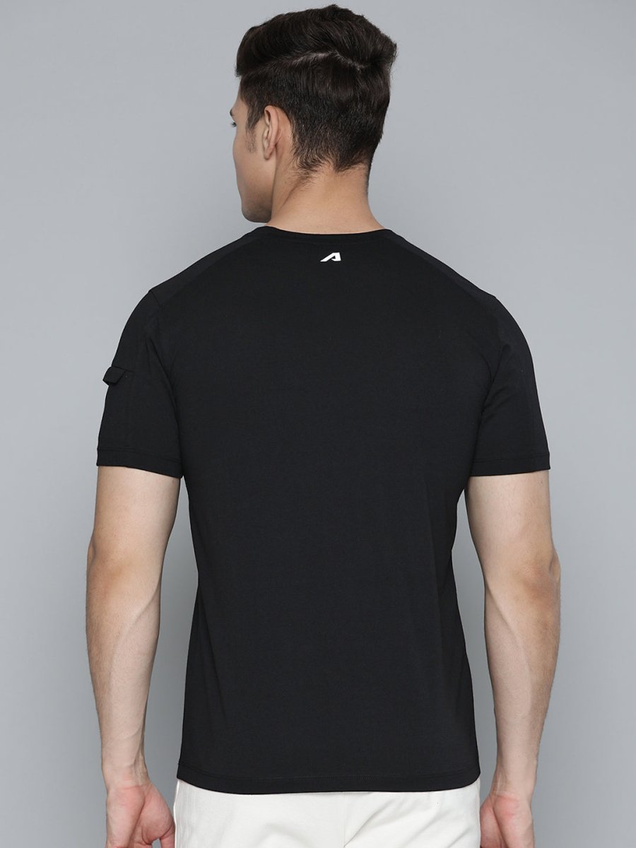 Alcis Men Black & White Typography Printed T-shirt | Swadesiicart