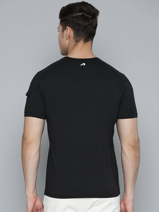 Alcis Men Black & White Typography Printed T-shirt | Swadesiicart