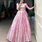 Lorenvalley Fashion Pink Kanjivaram Zari Weaving Work With Lace Touch Up Gown with Koti - Swadesiicart