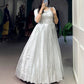 Lorenvalley Fashion Off White Kanjivaram Zari Weaving Work With Lace Touch Up Gown with Koti - Swadesiicart