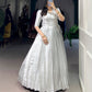 Lorenvalley Fashion Off White Kanjivaram Zari Weaving Work With Lace Touch Up Gown with Koti - Swadesiicart