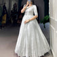 Lorenvalley Fashion Off White Kanjivaram Zari Weaving Work With Lace Touch Up Gown with Koti - Swadesiicart