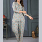 Monjolika Fashion Light Grey Rayon Printed Casual Wear Co Ord Set - Swadesiicart