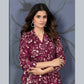 Monjolika Fashion Wine Rayon Printed Casual Wear Co Ord Set - Swadesiicart