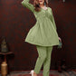 Monjolika Fashion Olive Maaza Cotton With Hand Work Trendy Co Ord Set - Swadesiicart