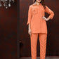 Monjolika Fashion Peach Maaza Cotton With Hand Work Trendy Co Ord Set - Swadesiicart