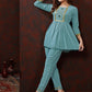 Monjolika Fashion Light Blue Maaza Cotton With Hand Work Trendy Co Ord Set - Swadesiicart