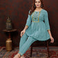 Monjolika Fashion Light Blue Maaza Cotton With Hand Work Trendy Co Ord Set - Swadesiicart