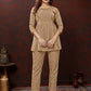 Monjolika Fashion Beige Maaza Cotton With Hand Work Trendy Co Ord Set - Swadesiicart