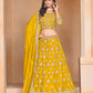 Monjolika Fashion Embroidered Art Silk Yellow Designer Lehenga Choli - Swadesiicart