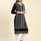 HOUSE OF KARI Ethnic Motifs Embroidered Chikankari Straight Kurta | Swadesiicart