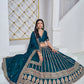 Monjolika Fashion Embroidered Art Silk Trendy Lehenga Choli In Teal - Swadesiicart