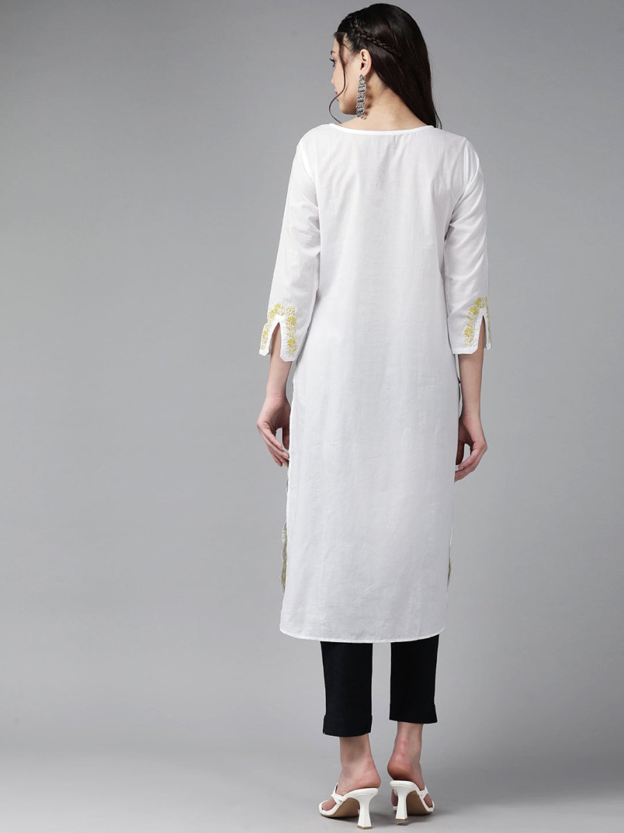 ADA Floral Embroidered Chikankari Kurta | Swadesiicart