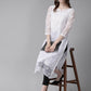 ADA Women White & Black Chikankari Embroidered Handloom Kurta & Slip with Churidar | Swadesiicart
