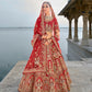 Monjolika Fashion Red Silk Embroidered Sequins Thread And Zari Work Bridal Trendy Lehenga Choli - Swadesiicart