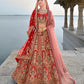 Monjolika Fashion Red Silk Embroidered Sequins Thread And Zari Work Bridal Trendy Lehenga Choli - Swadesiicart