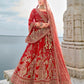 Monjolika Fashion Red Silk Embroidered Sequins Thread And Zari Work Bridal Trendy Lehenga Choli - Swadesiicart