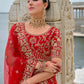 Monjolika Fashion Red Silk Embroidered Sequins Thread And Zari Work Bridal Trendy Lehenga Choli - Swadesiicart