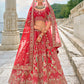 Monjolika Fashion Red Silk Embroidered Sequins Thread And Zari Work Bridal Trendy Lehenga Choli - Swadesiicart