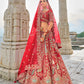 Monjolika Fashion Red Silk Embroidered Sequins Thread And Zari Work Bridal Trendy Lehenga Choli - Swadesiicart
